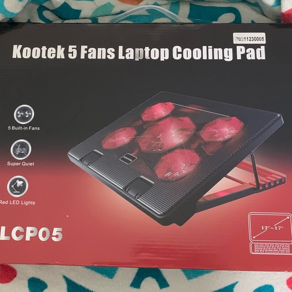 Kootek Laptop Cooling Pad 12"-17" Cooler Pad Chill Mat 5 Quiet Fans LED Lights - Picture 2 of 9